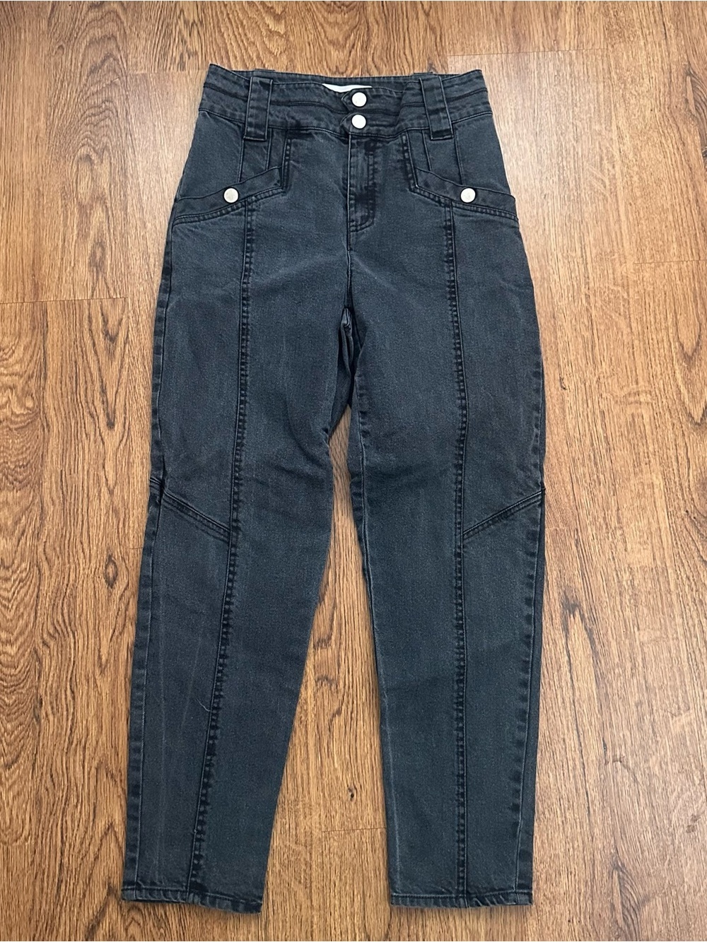 Derek Lam 10 Crosby High-Waist Black Women's Jeans Front Seam Detail size 2